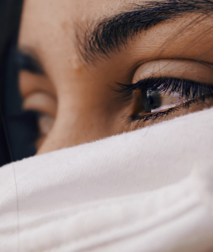 woman with tears in her eyes